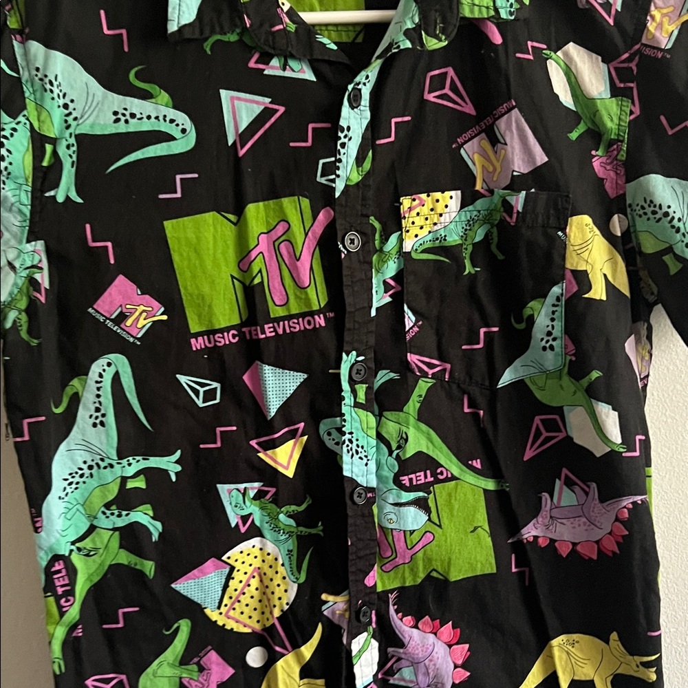 MTV Black Shirt with Colorful Dinosaur Print - Picture 3 of 5